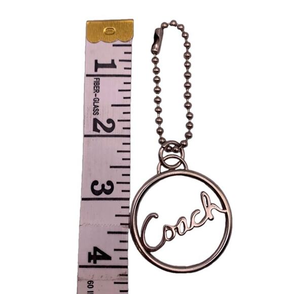 COACH Round Script Logo Silver Nickel Metal Fob Bag Charm Hang tag - Picture 3 of 3